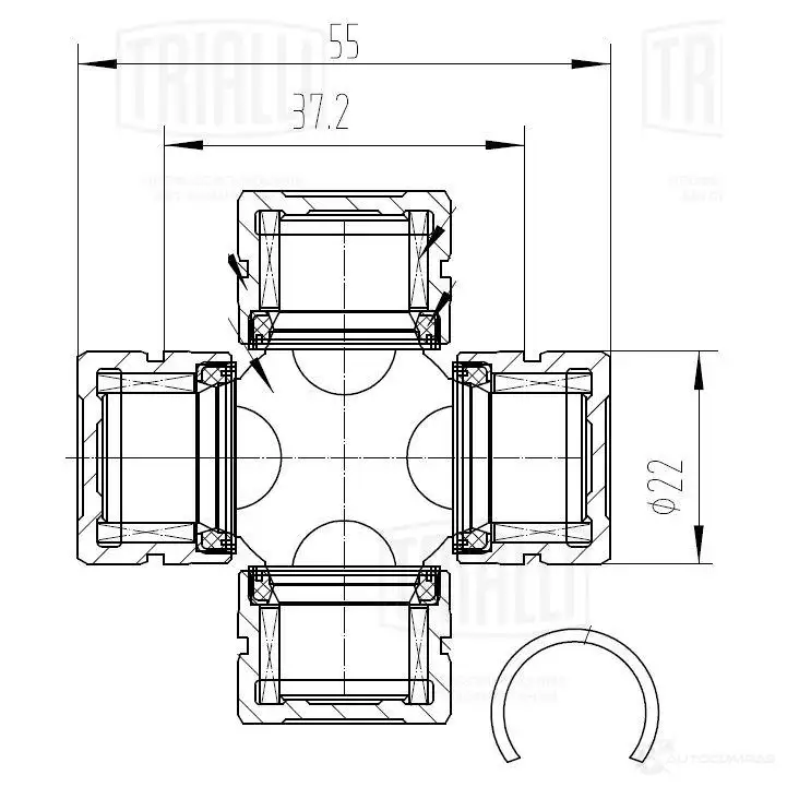 Крестовина для автомобилей mitsubishi delica (94-) (22x37.2x55) TRIALLI 1439735562 EHD1P 3Y CC406