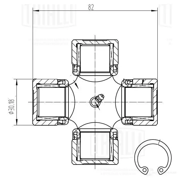 Крестовина для автомобилей iveco daily i (78-)/daily ii (89-) (30.18x82) TRIALLI 1439735564 B JKW0 CC719