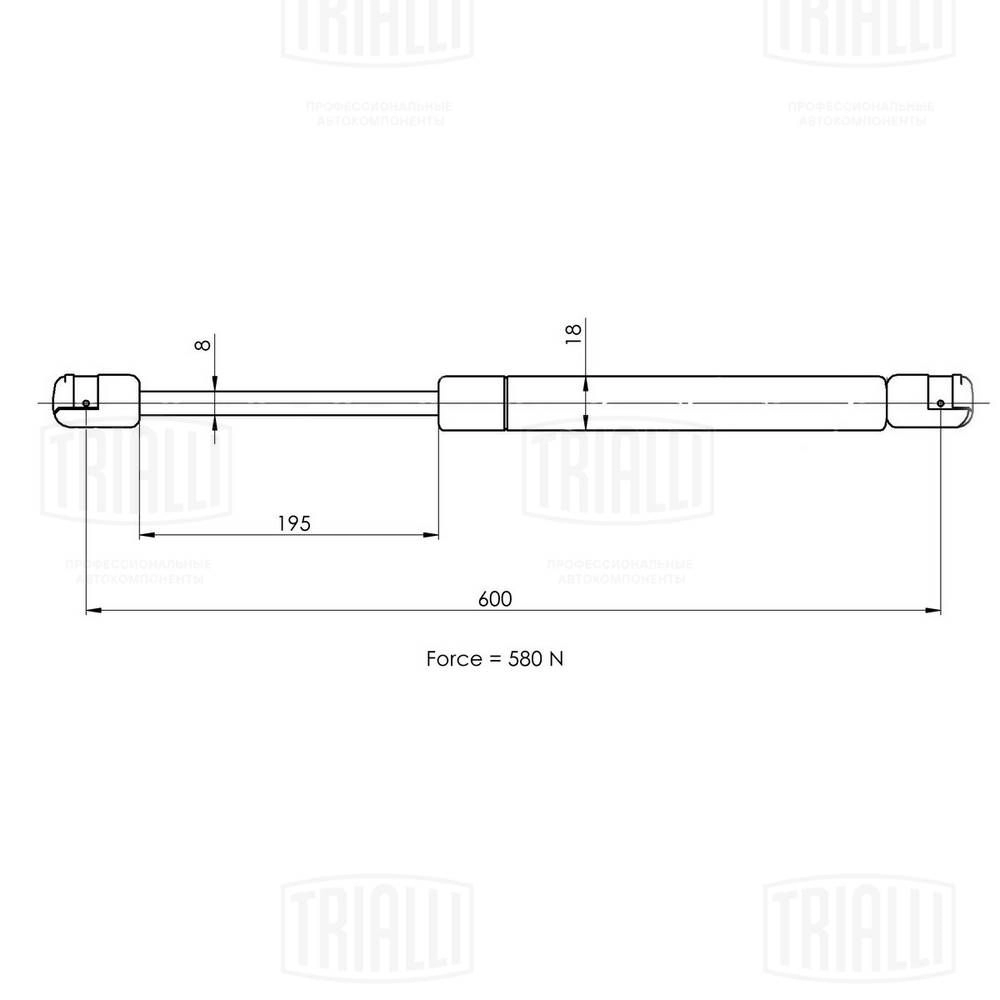 Амортизатор багажника TRIALLI 1440168099 GS 1837 7 ORZ1 изображение 1