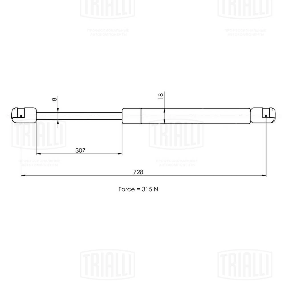 Амортизатор капота TRIALLI GS 1840 1440168102 2F WXK0 изображение 1