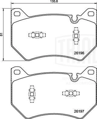 Тормозные колодки дисковые, комплект TRIALLI PF 1006 GZ 4V5Q 1439900898