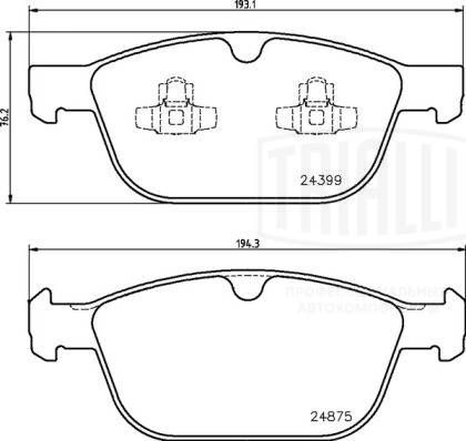 Тормозные колодки дисковые, комплект TRIALLI 4JJZHV X 1439900899 PF 1053