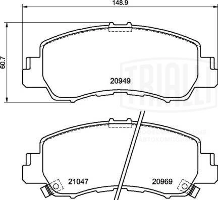 Тормозные колодки дисковые, комплект TRIALLI 1439900901 0 ZW8OB PF 1108 изображение 0