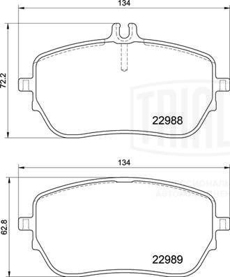 Тормозные колодки дисковые, комплект TRIALLI 1439900916 PF 2244 25NUO2 0