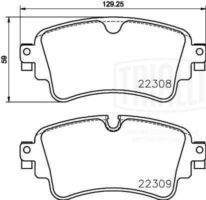 Тормозные колодки дисковые, комплект TRIALLI 1439901000 JE3E 1 PF 4349