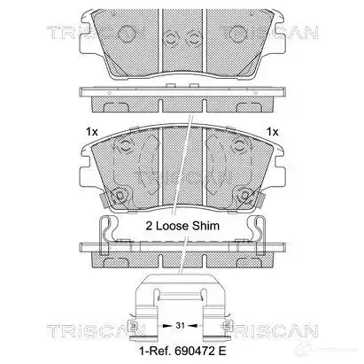 Тормозные колодки, комплект TRISCAN 811043055 5710476322463 1425045156 5 T2DN9W