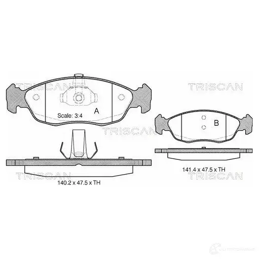 Тормозные колодки, комплект TRISCAN 5709147308134 I4LQV8 R 1116843 811028007