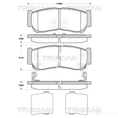 Тормозные колодки, комплект TRISCAN 5709147533635 811043030 1117197 VH2 WK