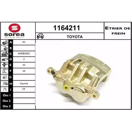 Тормозной суппорт SNRA 1228675135 WG OEAKC 1164211 2SWD0ZH изображение 0