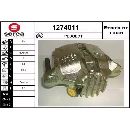 Тормозной суппорт SNRA 1274011 PQBBA 3L 3MN 1228681619 изображение 0