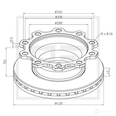 Тормозной диск PETERS ENNEPETAL 1438345237 6R7 R9 18610100a