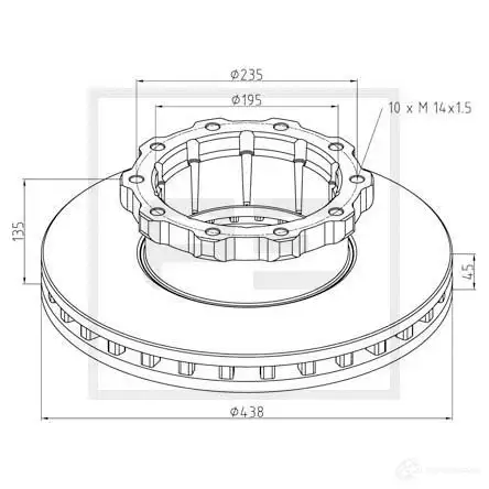 Тормозной диск PETERS ENNEPETAL 01628400a BA C1C 1438345253