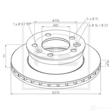Тормозной диск PETERS ENNEPETAL T43 I36 1438345323 01629100a