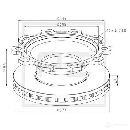 Тормозной диск PETERS ENNEPETAL 1438345434 04637300a DP FPL изображение 0