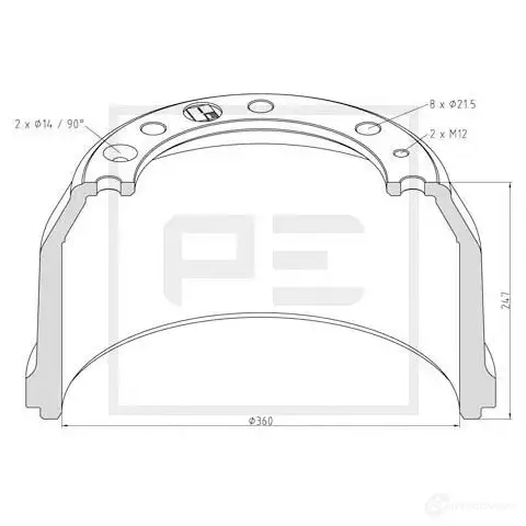 Тормозной барабан PETERS ENNEPETAL 14608900a 1438362477 ZKS 8D