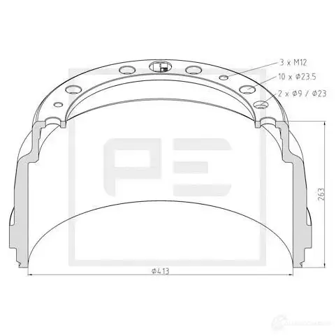 Тормозной барабан PETERS ENNEPETAL NP1 X1 1438362489 12609100a
