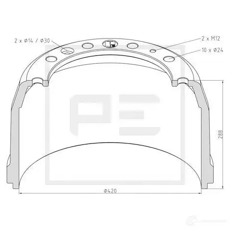 Тормозной барабан PETERS ENNEPETAL 10606300a KSM VFK 1438362507 изображение 0