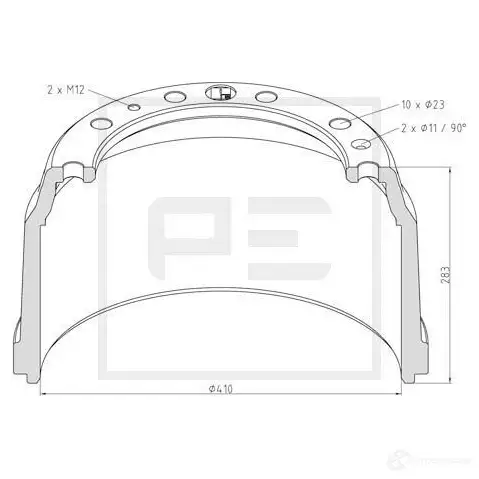 Тормозной барабан PETERS ENNEPETAL 2WUE5 S9 02663800a 1438362528 изображение 0