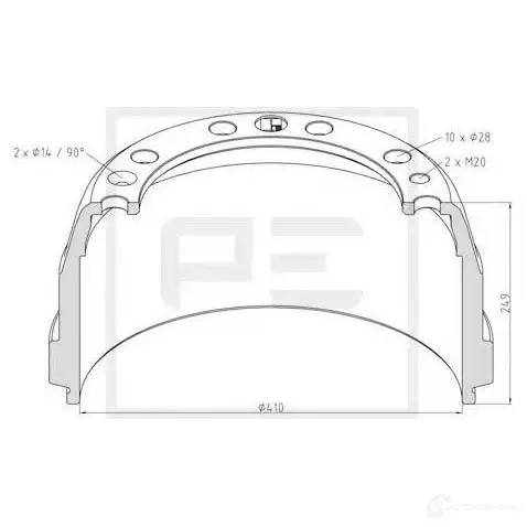 Тормозной барабан PETERS ENNEPETAL 1438362579 Z UTAQ 14607200a