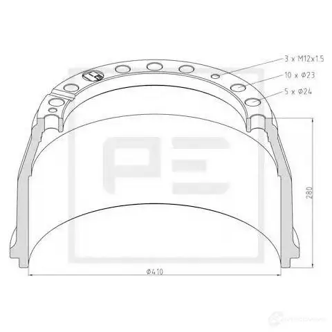 Тормозной барабан PETERS ENNEPETAL 1438362588 8HGD 1 01641300a изображение 0