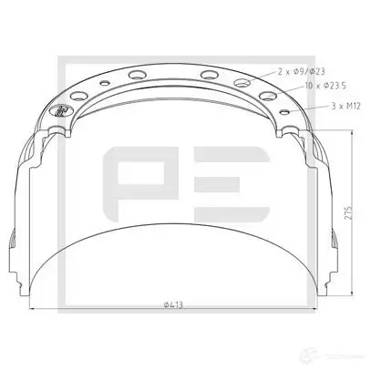 Тормозной барабан PETERS ENNEPETAL 12607400a 1438362619 E 4XHDB изображение 0