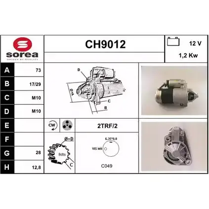 Стартер SNRA 1228697995 6OCA00Q CH9012 CH 9012 изображение 0