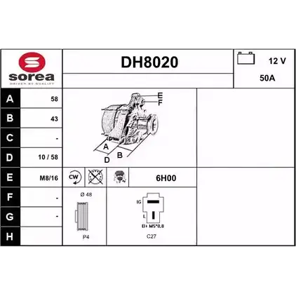 Генератор SNRA 1228698753 DH8020 DH80 20 C610HVY изображение 0