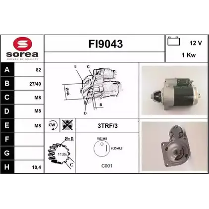 Стартер SNRA FI904 3 1228701109 FI9043 I39KGA изображение 0