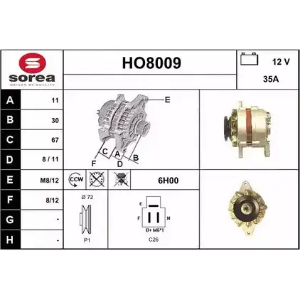 Генератор SNRA HO80 09 HO8009 1228704243 0KFHU изображение 0