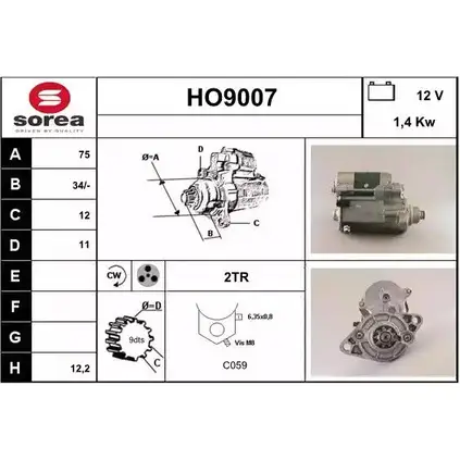 Стартер SNRA HO9007 1DQK3 HO90 07 1228704735 изображение 0