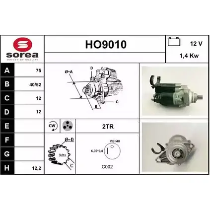 Стартер SNRA 1228704747 W51NS4 HO9010 HO9 010 изображение 0