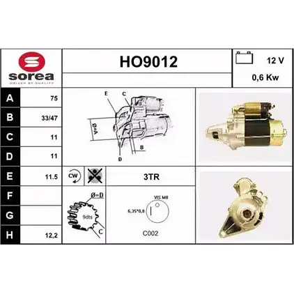 Стартер SNRA 1228704771 HO90 12 4SZ5SK HO9012 изображение 0
