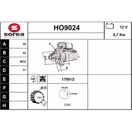 Стартер SNRA 1228704915 CI7OF XT Y4FXYEJ HO9024 изображение 0