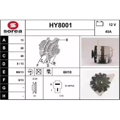 Генератор SNRA 1228704985 HY800 1 HY8001 LPPSBJ изображение 0