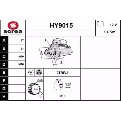 Стартер SNRA 1228705685 HY9015 MBW1BZ 01J 6F2 изображение 0