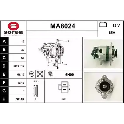 Генератор SNRA 1228709341 M A8024 P8E61 MA8024 изображение 0