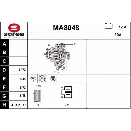 Генератор SNRA 1228709579 MA8048 AY8DP DW47ZZ M изображение 0