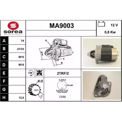 Стартер SNRA 1228709669 ABIS0M9 MA9003 MA90 03 изображение 0