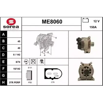 Генератор SNRA 1228710517 ME80 60 KX0A9 ME8060