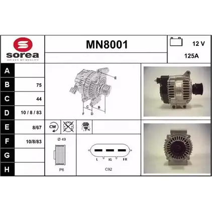 Генератор SNRA MN8 001 1228712043 MN8001 T57JY4F