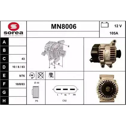 Генератор SNRA 9AERF XAX 1O MN8006 1228712093 изображение 0