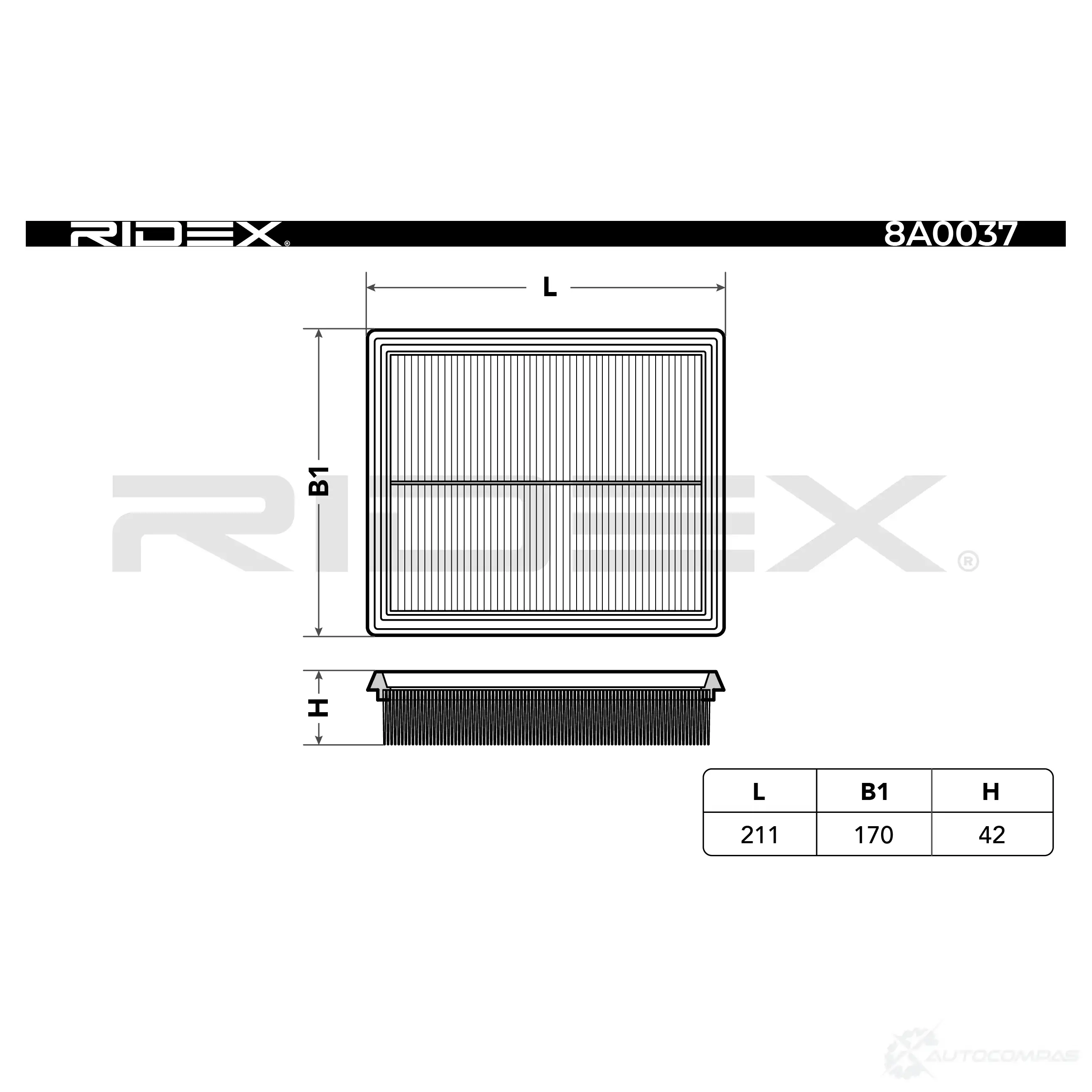 Воздушный фильтр RIDEX VBJ5QS V 8a0037 1437722606 изображение 2