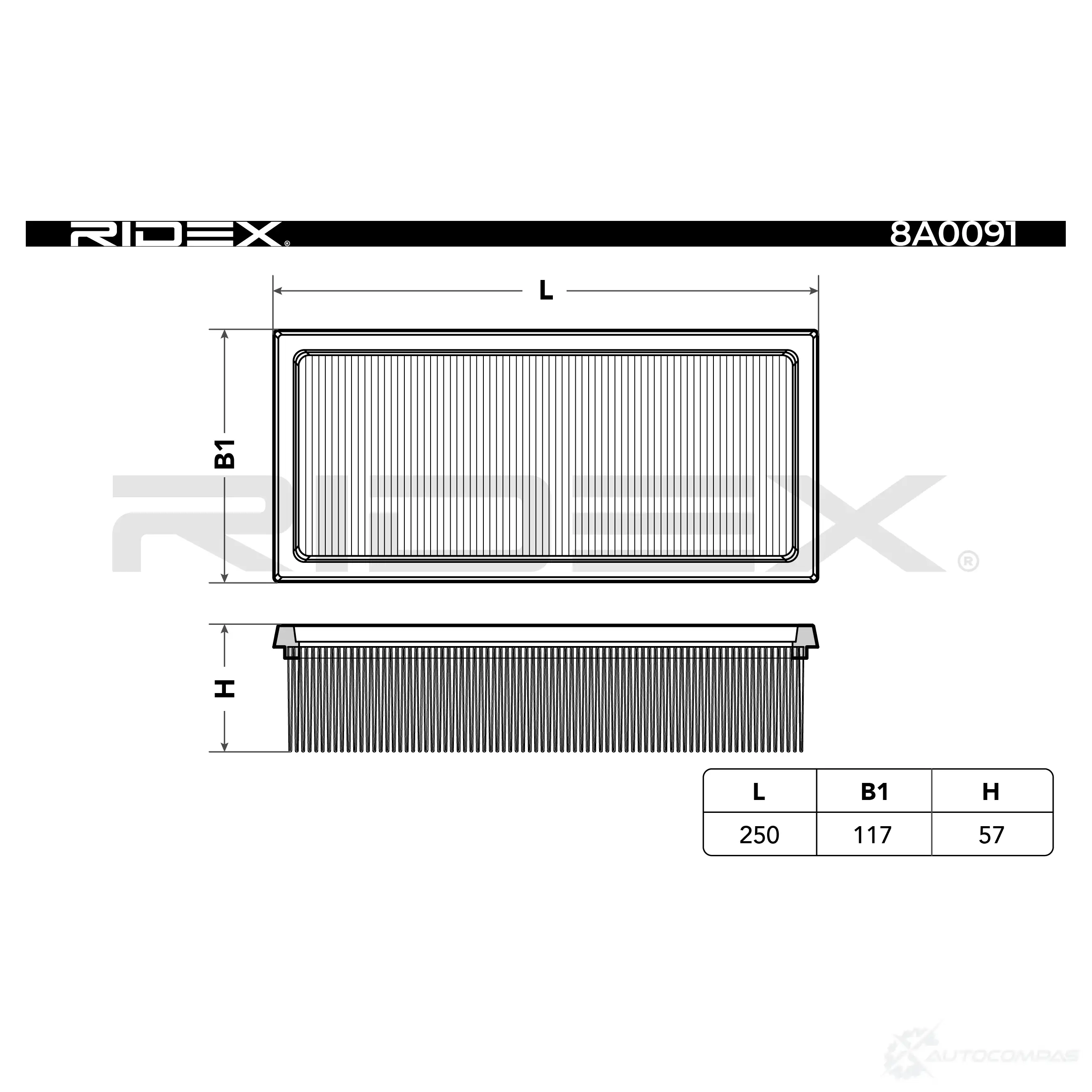 Воздушный фильтр RIDEX 1437722612 8a0091 UL 38K изображение 5