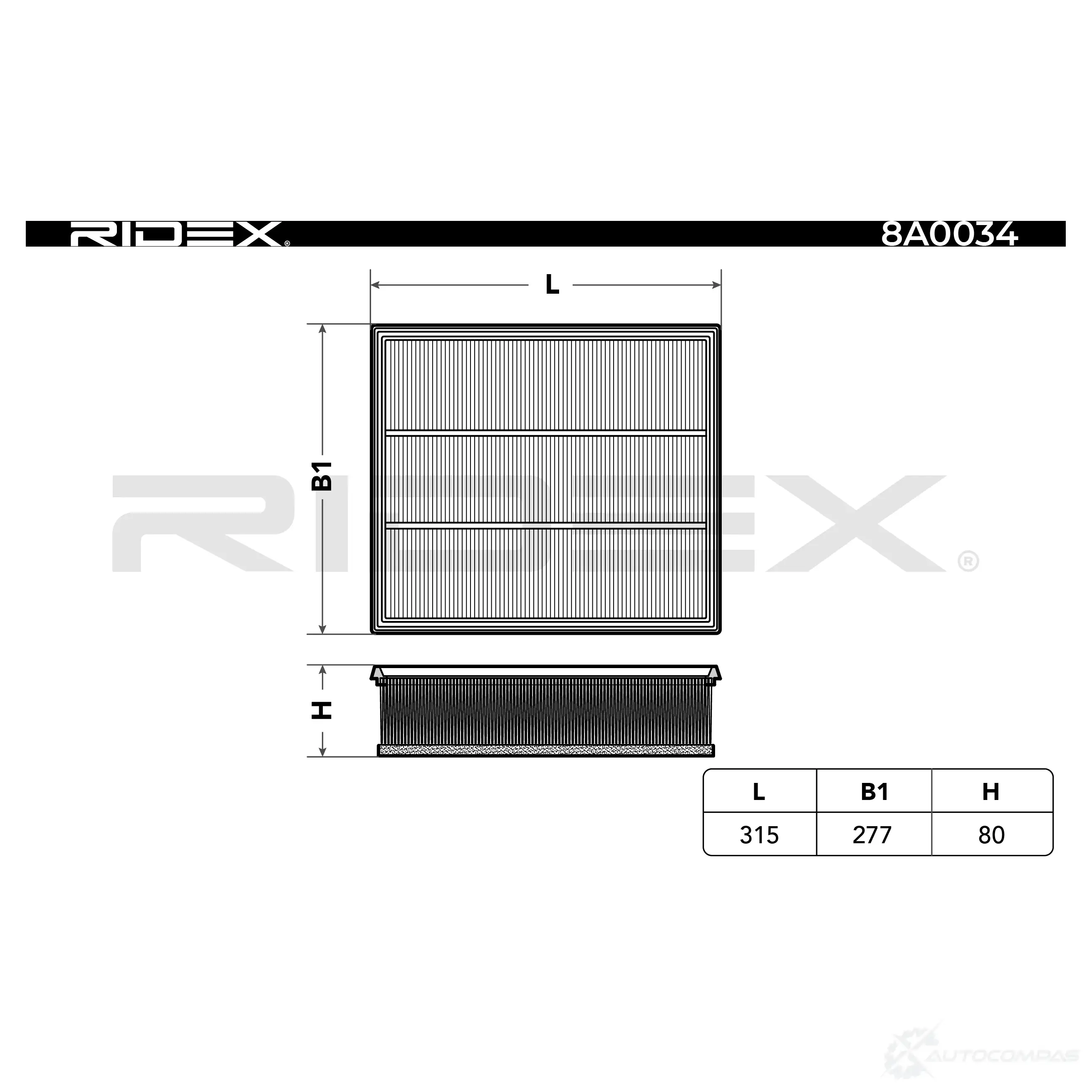 Воздушный фильтр RIDEX 1437724873 8a0034 TEI7Z MT изображение 4