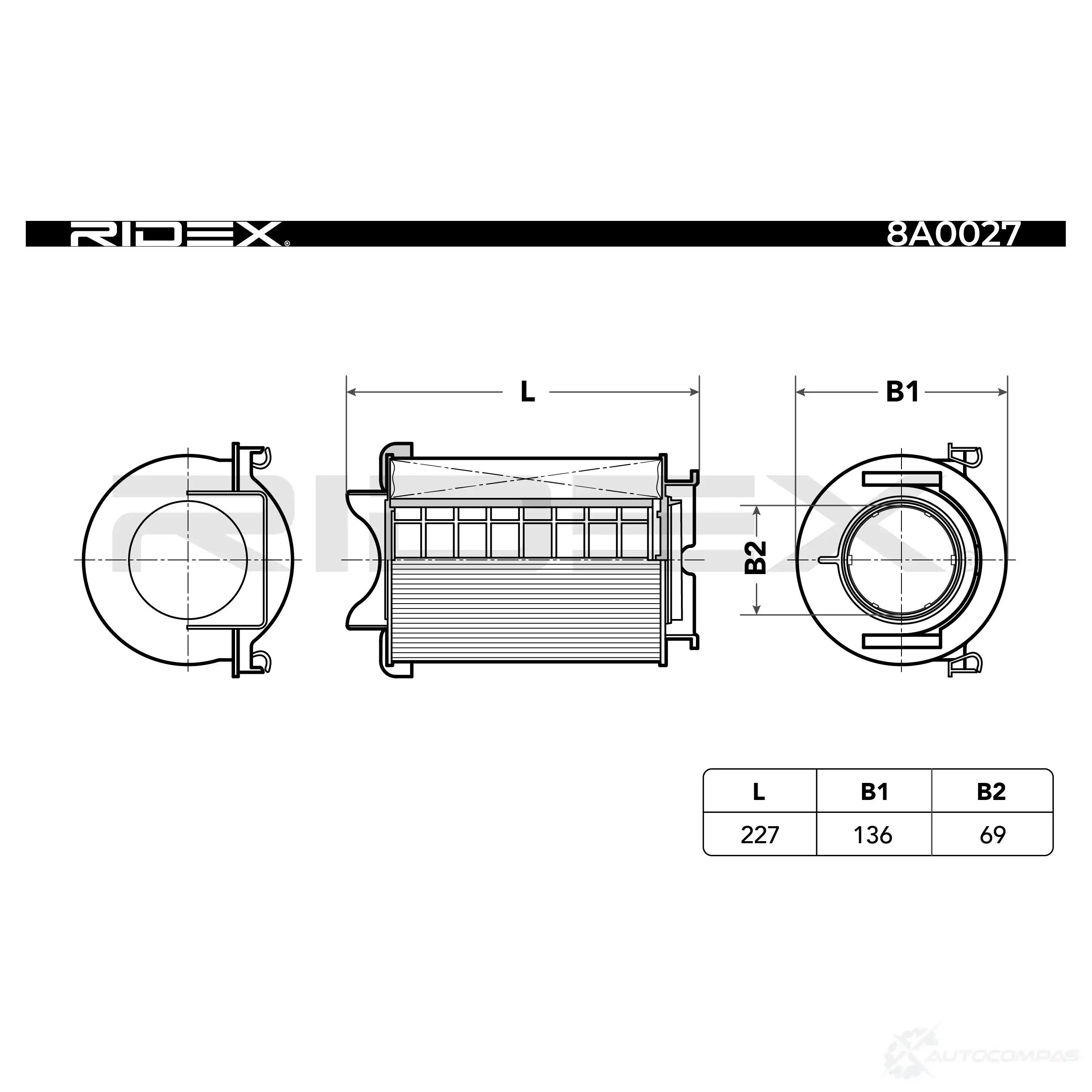 Воздушный фильтр RIDEX 8a0027 1438019704 E1 KGBSK изображение 0