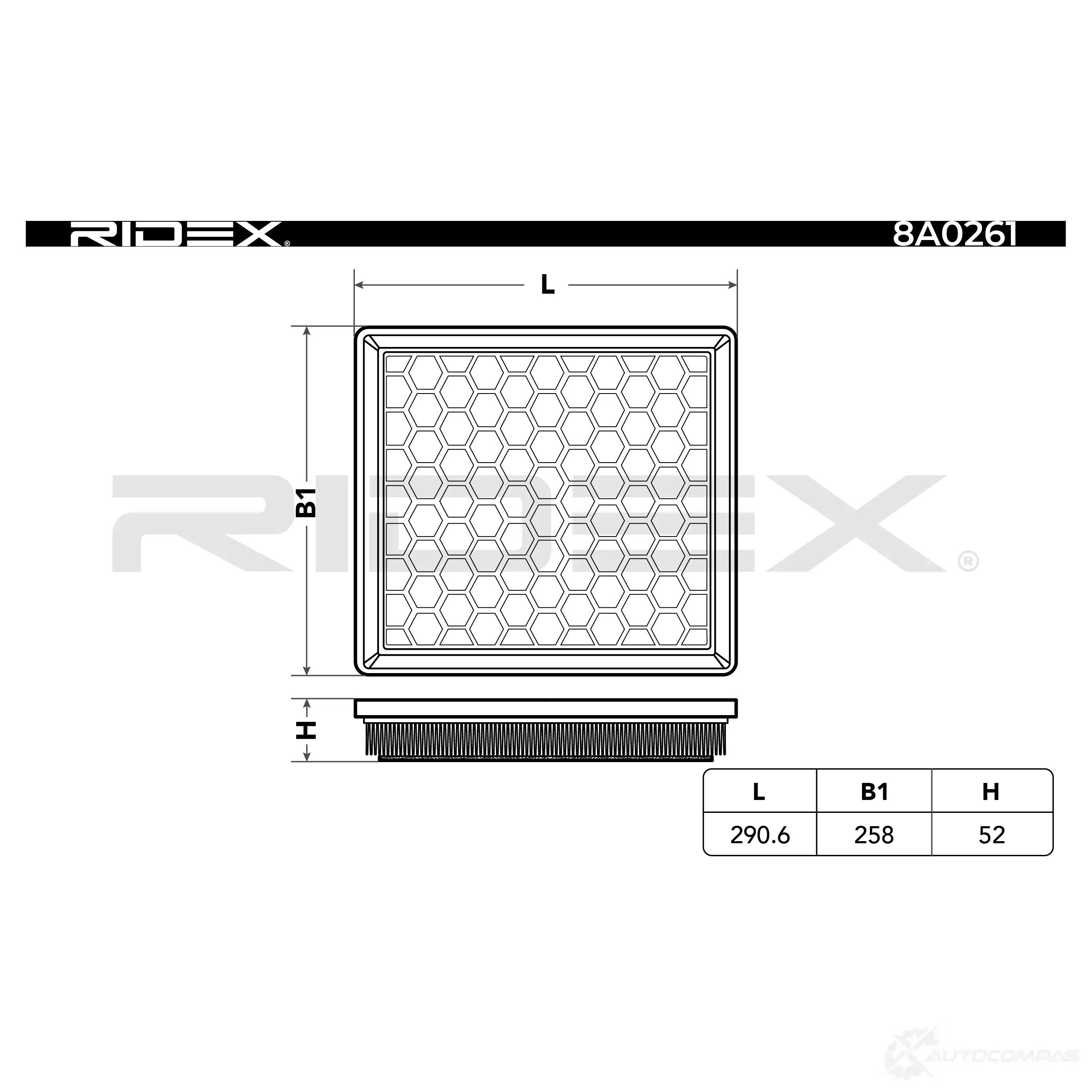 Воздушный фильтр RIDEX 8a0261 ZD11 G 1438019710 изображение 0