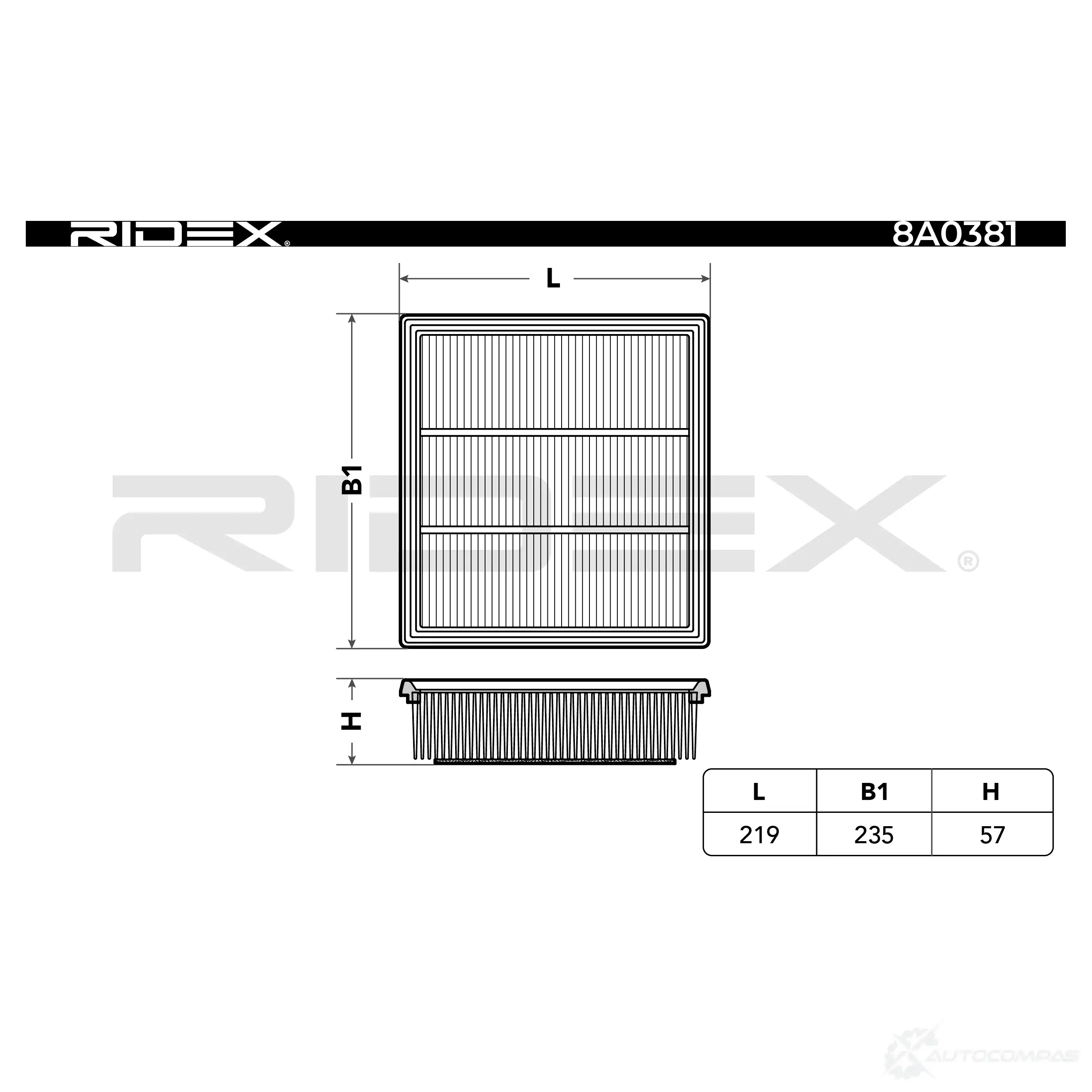 Воздушный фильтр RIDEX 1437723642 8a0381 6HM DDQ изображение 2