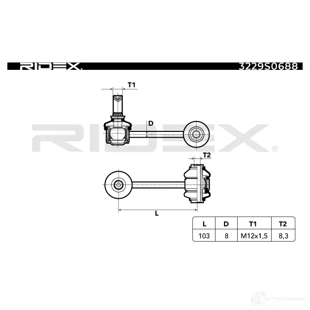 Стойка стабилизатора, тяга RIDEX 3229s0688 1437678914 V35V B изображение 5