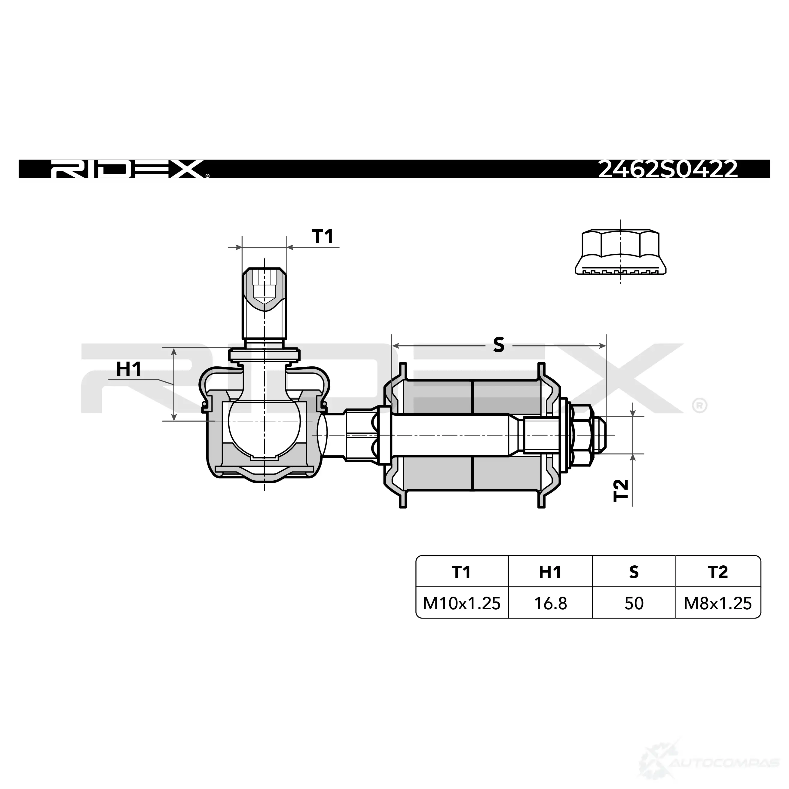 Шаровая опора RIDEX 1437701573 2462s0422 AN 0HC изображение 4