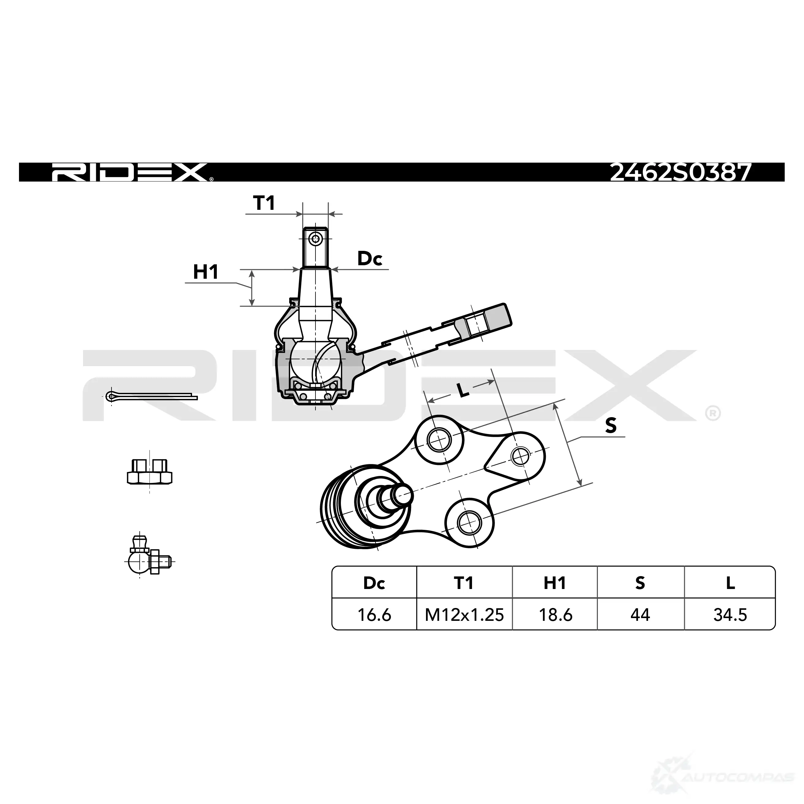 Шаровая опора RIDEX 2462s0387 1437701985 I2 N92A изображение 4